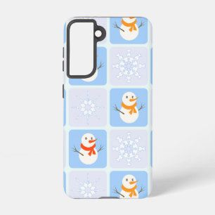 Funda Para Samsung Galaxy S21 Patrón de invierno de snowman y copos de nieve