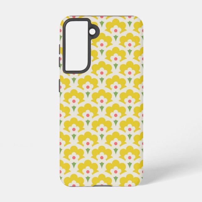 Funda Para Samsung Galaxy Patrón de jardín de flores amarillo retro (Reverso )