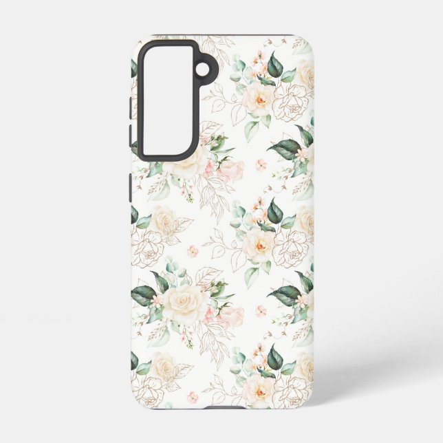 Funda Para Samsung Galaxy Patrón de jardín floral Rosa (Reverso )