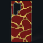 Funda Para Samsung Galaxy S22 Ultra Patrón de jirafa abstracta de oro y rojo<br><div class="desc">Girafa abstracta de tono dorado sin fisuras sobre fondo rojo oscuro.</div>