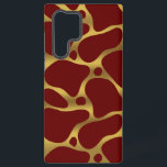 Funda Para Samsung Galaxy S22 Ultra Patrón de jirafa abstracta de oro y rojo<br><div class="desc">Girafa abstracta de tono dorado sin fisuras sobre fondo rojo oscuro.</div>