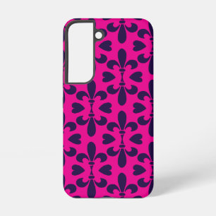 Funda Para Samsung Galaxy S22 Patrón de lirio vintage rosa y azul