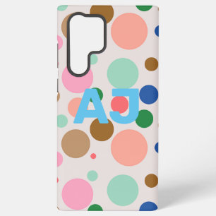 Funda Para Samsung Galaxy S22 Ultra Patrón de lunares con monograma moderno