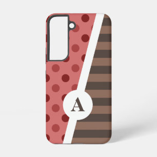 Funda Para Samsung Galaxy S22 Patrón de lunares y rayas de chocolate y fresa