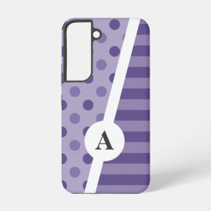 Funda Para Samsung Galaxy S22 Patrón de lunares y rayas de color violeta ultra