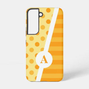 Funda Para Samsung Galaxy S22 Patrón de lunares y rayas de sherbet de naranja
