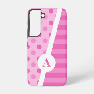 Funda Para Samsung Galaxy S22 Patrón de lunares y rayas rosa intenso