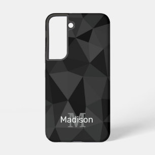 Funda Para Samsung Galaxy S22 Patrón de malla geométrica negra gris oscuro Monog