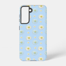 Funda Para Samsung Galaxy S21 Patrón de margarita sobre fondo azul claro