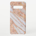 Funda Para Samsung Galaxy S10  Patrón de mármol estriado de rosa y blanco femenin<br><div class="desc">Bellamente femeninas,  este diseño único presenta un patrón de mármol abstracto en bandas rayadas de color rosa y blanco con sutiles destellos de oro. Puede agregar un nombre o un monograma si desea personalizar este funda.</div>