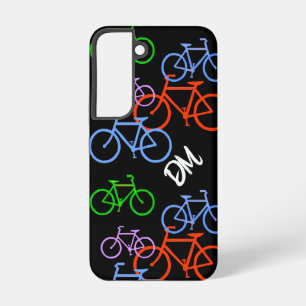 Funda Para Samsung Galaxy S22 Patrón de Monograma de Bicicletas Brillantes
