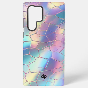 Funda Para Samsung Galaxy S22 Ultra Patrón de monograma de fondo de lámina holográfica