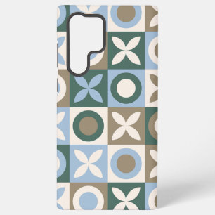 Funda Para Samsung Galaxy S22 Ultra Patrón de mosaico de baldosas geométricas azules y