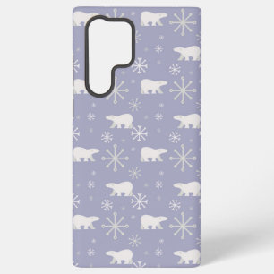 Funda Para Samsung Galaxy S22 Ultra Patrón de Navidad con osos polares y copos de niev