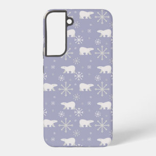 Funda Para Samsung Galaxy S22+ Patrón de Navidad con osos polares y copos de niev