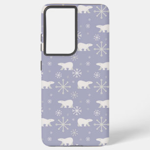 Funda Para Samsung Galaxy S21+ Patrón de navidades con osos polares y copos de ni