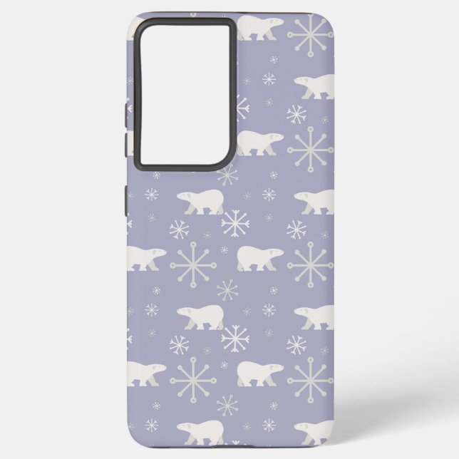 Funda Para Samsung Galaxy Patrón de navidades con osos polares y copos de ni (Reverso )