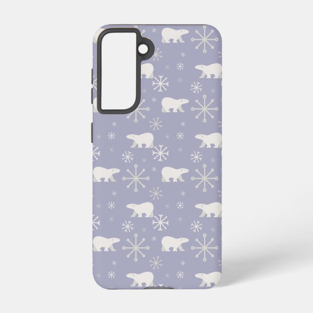Funda Para Samsung Galaxy Patrón de navidades con osos polares y copos de ni (Reverso )