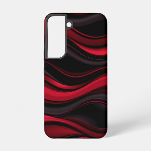 Funda Para Samsung Galaxy S22 Patrón de ondas negras y rojas Negrita Diseño abst