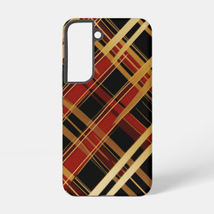FUNDA PARA SAMSUNG GALAXY S22 PATRÓN DE ORO FESTIVO FESTIVO Y PLACA ROJA Y NEGRA