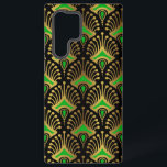 Funda Para Samsung Galaxy S22 Ultra Patrón de oro y verde Art Deco sobre negro<br><div class="desc">Patrón oro y verde Art Deco sobre un fondo negro.</div>