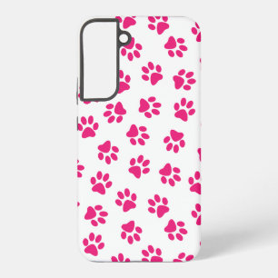 Funda Para Samsung Galaxy S22+ Patrón De Paws, Paws De Perro, Paws Rosados