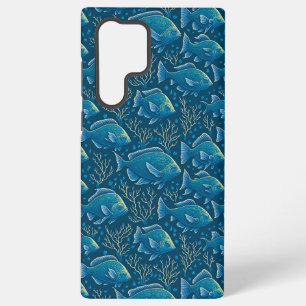 Funda Para Samsung Galaxy S22 Ultra Patrón de peces azules