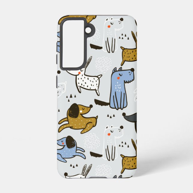Funda Para Samsung Galaxy Patrón de perro de garabato (Reverso )