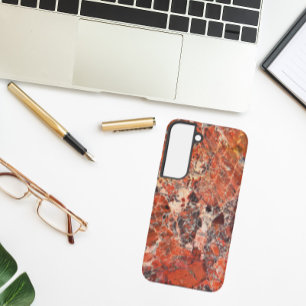 Funda Para Samsung Galaxy S22 Patrón de piedra jaspe brechado naranja
