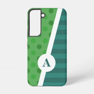Funda Para Samsung Galaxy S22 Patrón de puntos y bandas de polka azul y verde