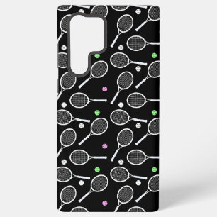 Funda Para Samsung Galaxy S22 Ultra Patrón de raqueta de tenis negro