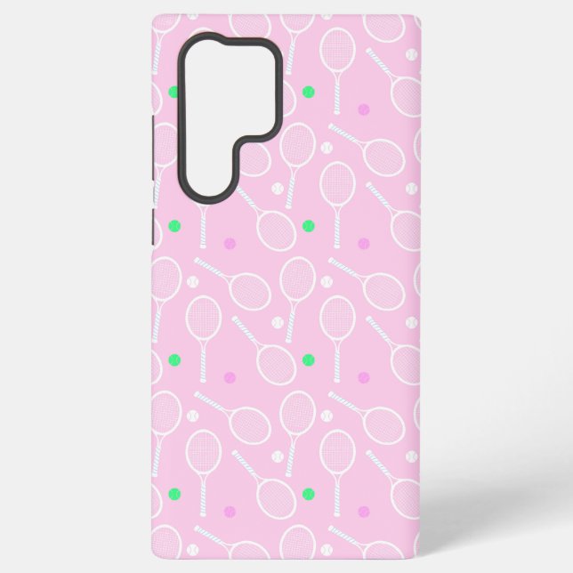 Funda Para Samsung Galaxy Patrón de raqueta de tenis Pink (Reverso )