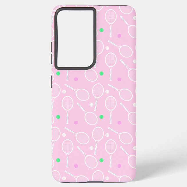 Funda Para Samsung Galaxy Patrón de raqueta de tenis Pink (Reverso )
