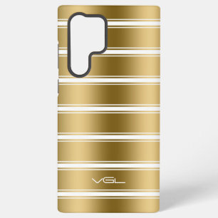 Funda Para Samsung Galaxy S22 Ultra Patrón de rayas blancas y doradas
