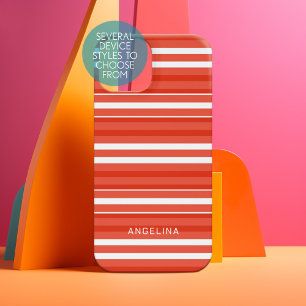 Funda Para Samsung Galaxy S22 Patrón de rayas blancas y mandarina con nombre per