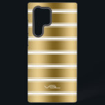 Funda Para Samsung Galaxy S22 Ultra Patrón de rayas doradas y blancas<br><div class="desc">Bandas doradas y blancas en un patrón. Diseño minimalista simple.</div>