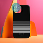 Funda Para Samsung Galaxy S22 Ultra Patrón de rayas retro Viñeta gris negro<br><div class="desc">Añade tu nombre a este diseño masculino con franjas audaces. Un diseño retro con fuente inspirada en los años 70 y un patrón mínimo. Se pueden cambiar todos los colores. Crea tu propio y cambia los colores a tu combinación favorita.</div>