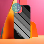 Funda Para Samsung Galaxy S21 Patrón de rayas retro Viñeta gris negro<br><div class="desc">Añade tu nombre a este diseño masculino con franjas audaces. Un diseño retro con fuente inspirada en los años 70 y un patrón mínimo. Se pueden cambiar todos los colores. Crea tu propio y cambia los colores a tu combinación favorita.</div>