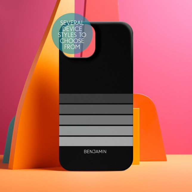 Funda Para Samsung Galaxy Patrón de rayas retro Viñeta gris negro (Personalized Phone Case - Pick Your Device Style and Customize the Design)