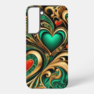 Funda Para Samsung Galaxy S22+ Patrón de remolinos de corazones repetitivos esmer