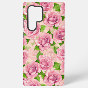 Funda Para Samsung Galaxy S22 Ultra Patrón de rosas acuarela rosadas