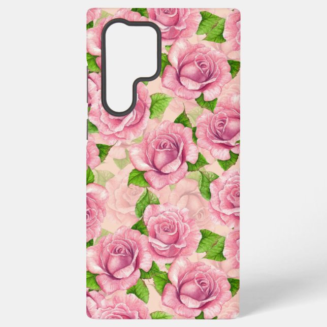 Funda Para Samsung Galaxy Patrón de rosas de acuarela rosa (Reverso )