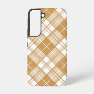 Funda Para Samsung Galaxy S22 Patrón de tartán blanco marrón yxuat9