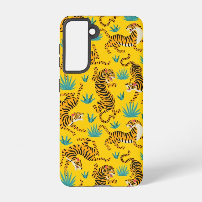 Funda Para Samsung Galaxy Patrón de tigre asiático dorado (Reverso )
