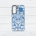 Funda Para Samsung Galaxy S21 Patrón de uvas de girasol William Morris<br><div class="desc">Mejora tu moda de verano con un estuche Samsung Galaxy S21 para teléfono que muestra un patrón vintage de girasol azul y blanco con un monograma,  a partir de las artes clásicas y diseños artesanales del estimado artista inglés William Morris (1834-1896).</div>
