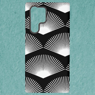 Funda Para Samsung Galaxy S22 Ultra Patrón de ventilador Art Deco Blanco y negro