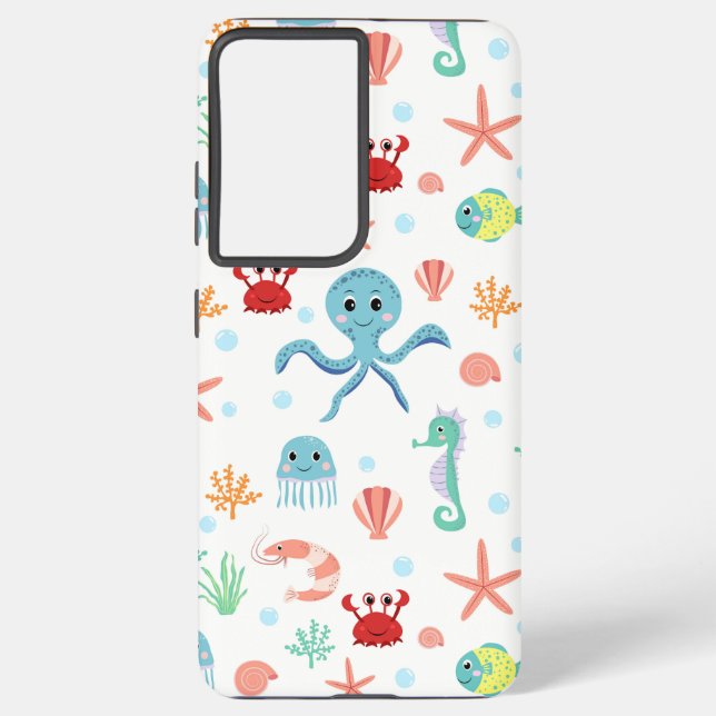 Funda Para Samsung Galaxy Patrón del mundo marino (Reverso )
