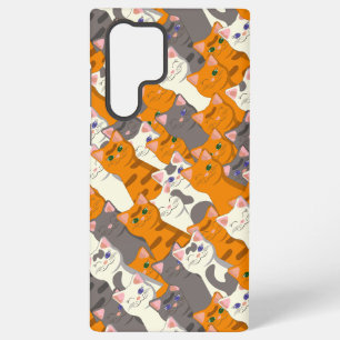 Funda Para Samsung Galaxy S22 Ultra Patrón diagonal del gato negro jengibre