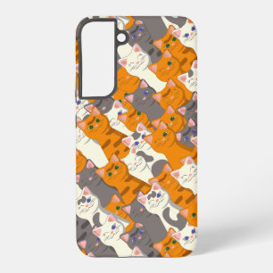Funda Para Samsung Galaxy S22+ Patrón diagonal del gato negro jengibre