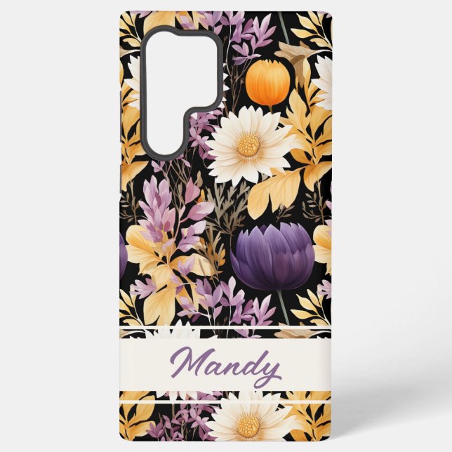 Funda Para Samsung Galaxy Patrón elegante de caída de flores de otoño (Reverso )